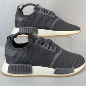 Adidas NMD R1 Mens 7 Running Shoes Black White Gum Trainer Lace Up Boost Sneaker